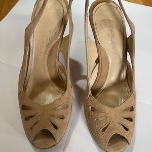 Via Spiga Beige/Tan suede leather platform sandals